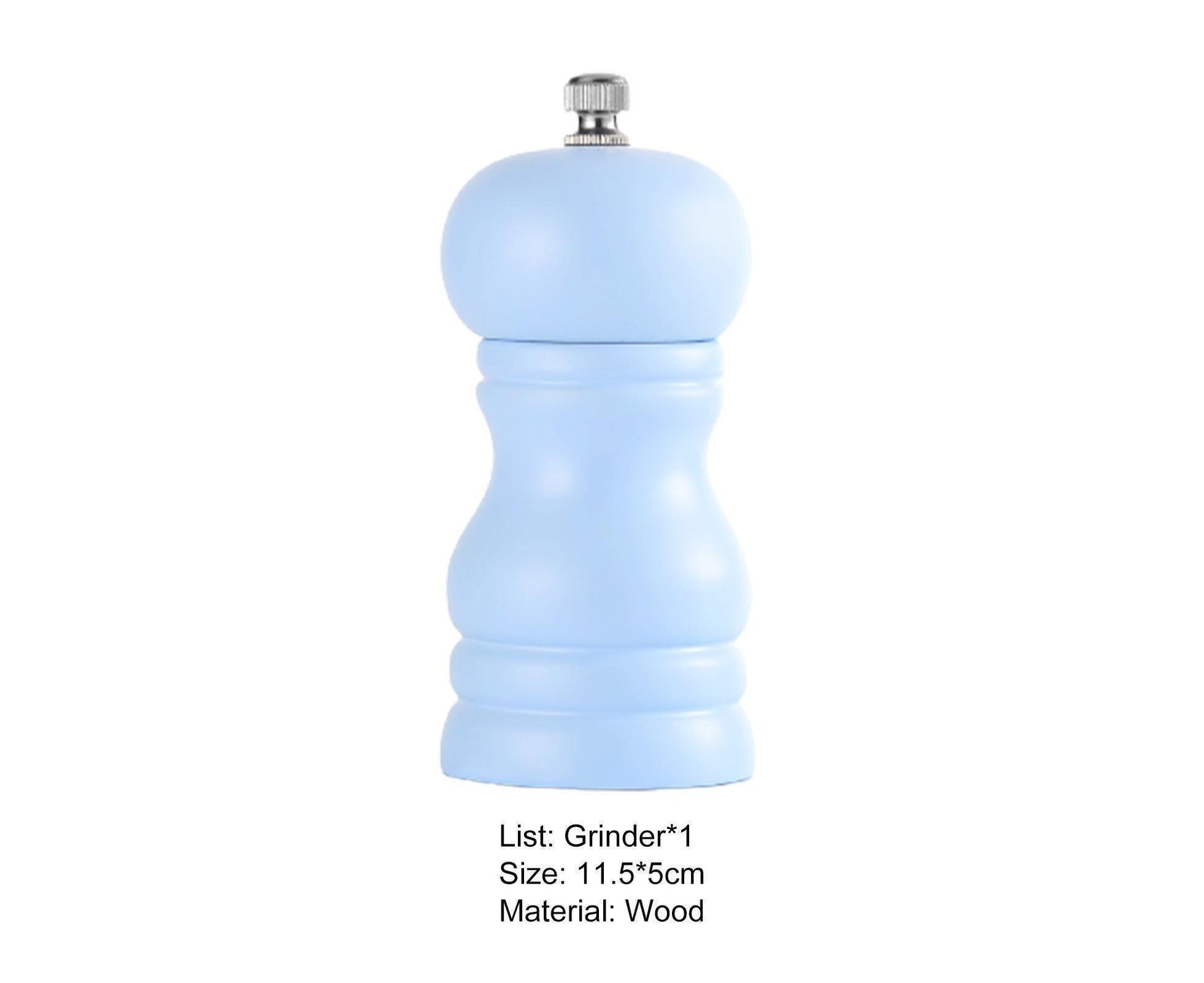 Pepper Grinder Food Grade Rust-proof Wood Handheld Pepper Salt Condiment Grinder for Home-Blue V1263-JX-305