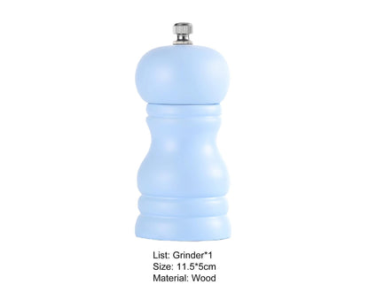Pepper Grinder Food Grade Rust-proof Wood Handheld Pepper Salt Condiment Grinder for Home-Blue V1263-JX-305