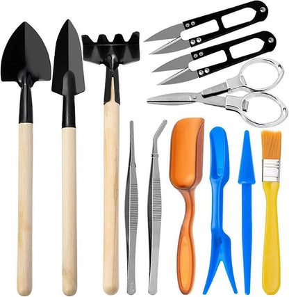12 Pcs Gardening Tool Set Succulent Tool Kit,Houseplant Rake Mini Gardening Hand Tools,Small Shovel/Rake/Spade V1263-JX-3057