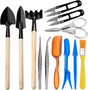 12 Pcs Gardening Tool Set Succulent Tool Kit,Houseplant Rake Mini Gardening Hand Tools,Small Shovel/Rake/Spade V1263-JX-3057