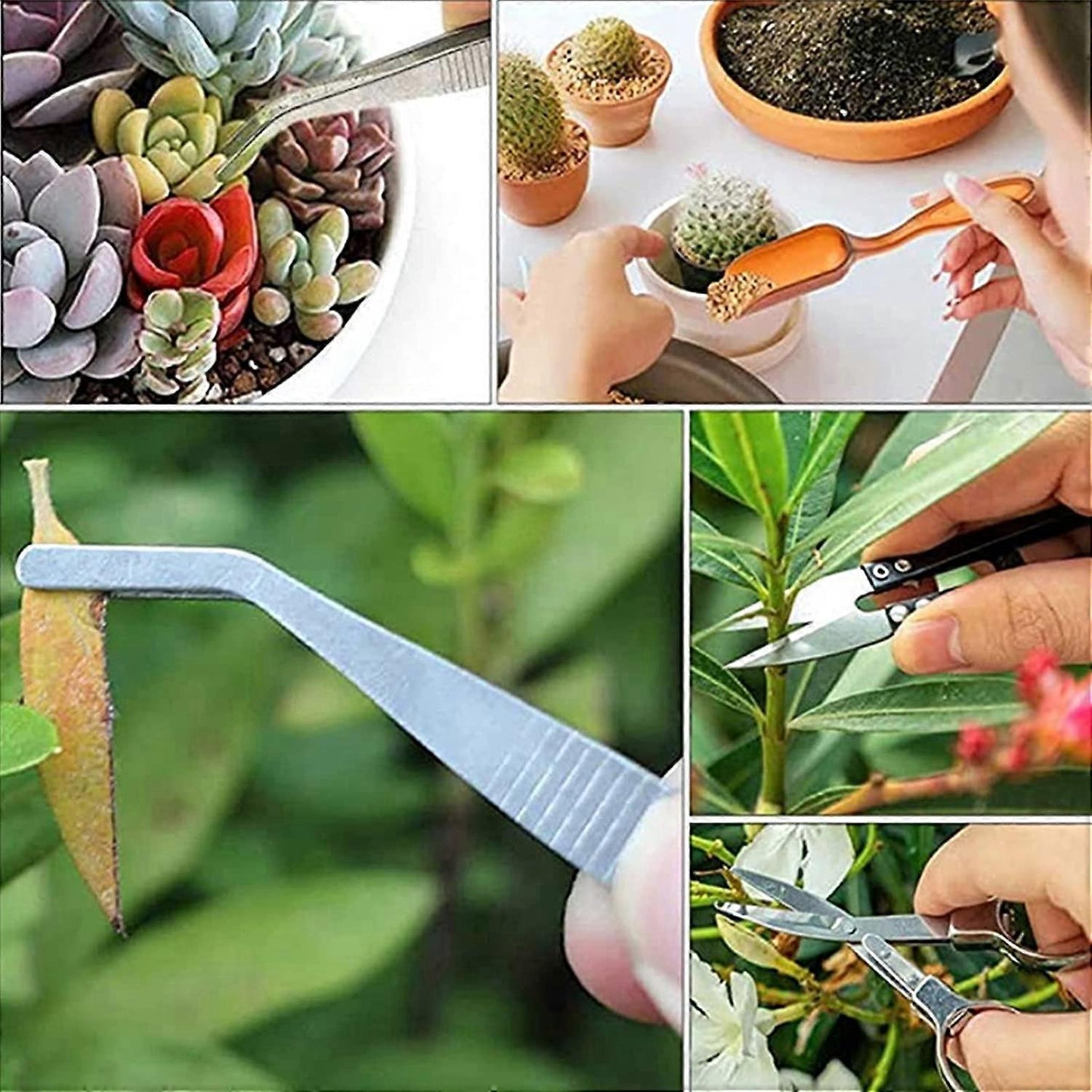 12 Pcs Gardening Tool Set Succulent Tool Kit,Houseplant Rake Mini Gardening Hand Tools,Small Shovel/Rake/Spade V1263-JX-3057