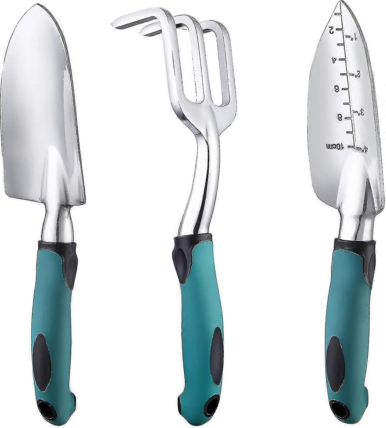 Garden Tool Set, 3-piece Heavy-duty Gardening Tool Cast Aluminum With Soft Rubber Non-slip Handle Durable V1263-JX-3059