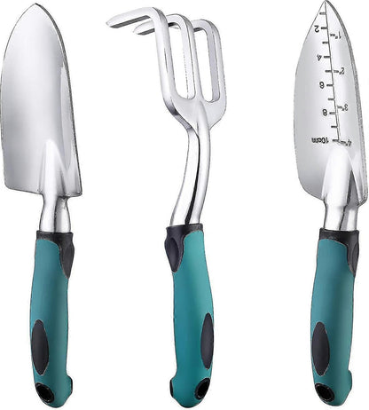 Garden Tool Set, 3-piece Heavy-duty Gardening Tool Cast Aluminum With Soft Rubber Non-slip Handle Durable V1263-JX-3059