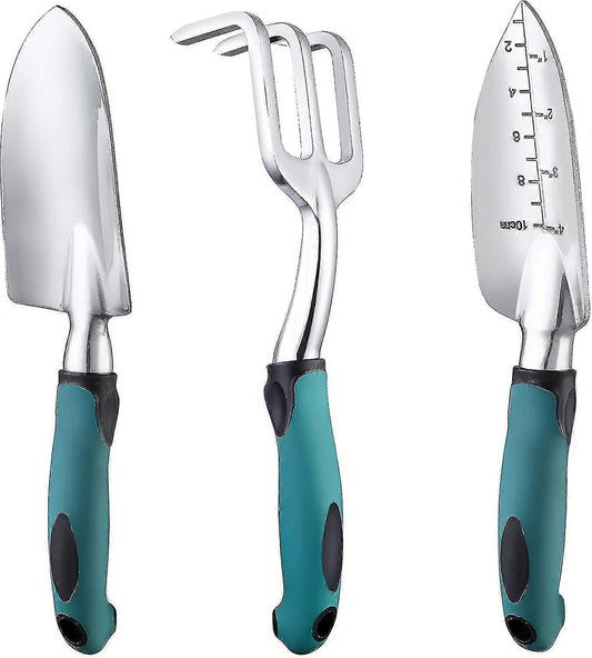 Garden Tool Set, 3-piece Heavy-duty Gardening Tool Cast Aluminum With Soft Rubber Non-slip Handle Durable V1263-JX-3059