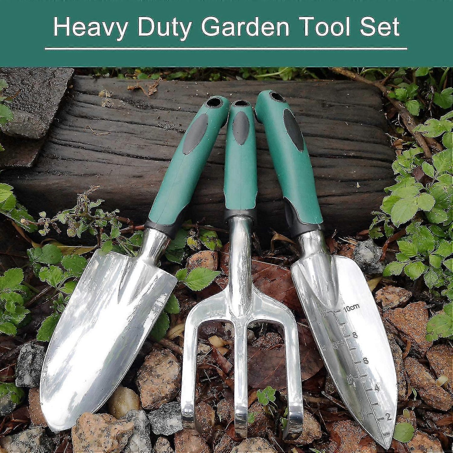 Garden Tool Set, 3-piece Heavy-duty Gardening Tool Cast Aluminum With Soft Rubber Non-slip Handle Durable V1263-JX-3059