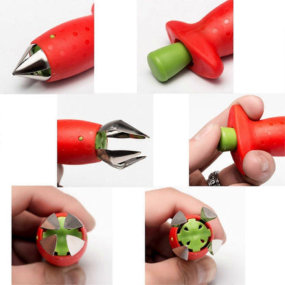 Multi-Claw Strawberry Corer Stainless Steel Plastic Fruit Berry Tomato Vegetable Top Stem Corer Kitchen Aid V1263-JX-3064