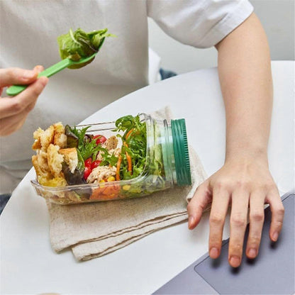 2pcs Salad Jar Set Leakproof Reusable Containers for Meal Prep Wet Dry Separation V1263-JX-307