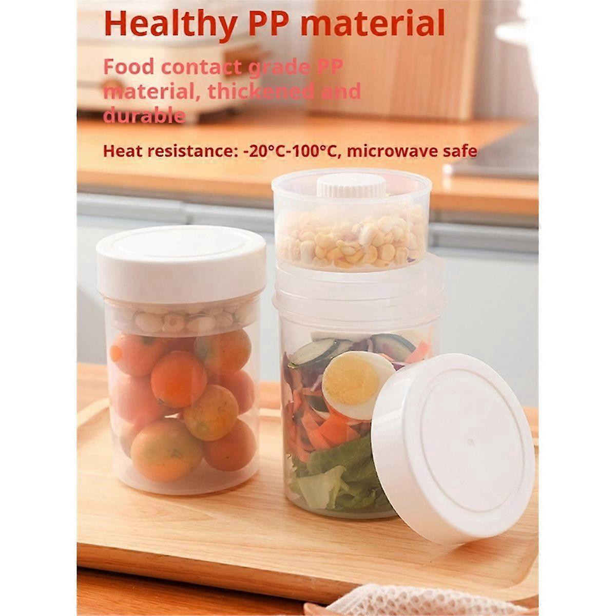 2pcs Leakproof Salad Jars 3in1 with Dressing Cup Container for Meal Prep Lunch V1263-JX-308