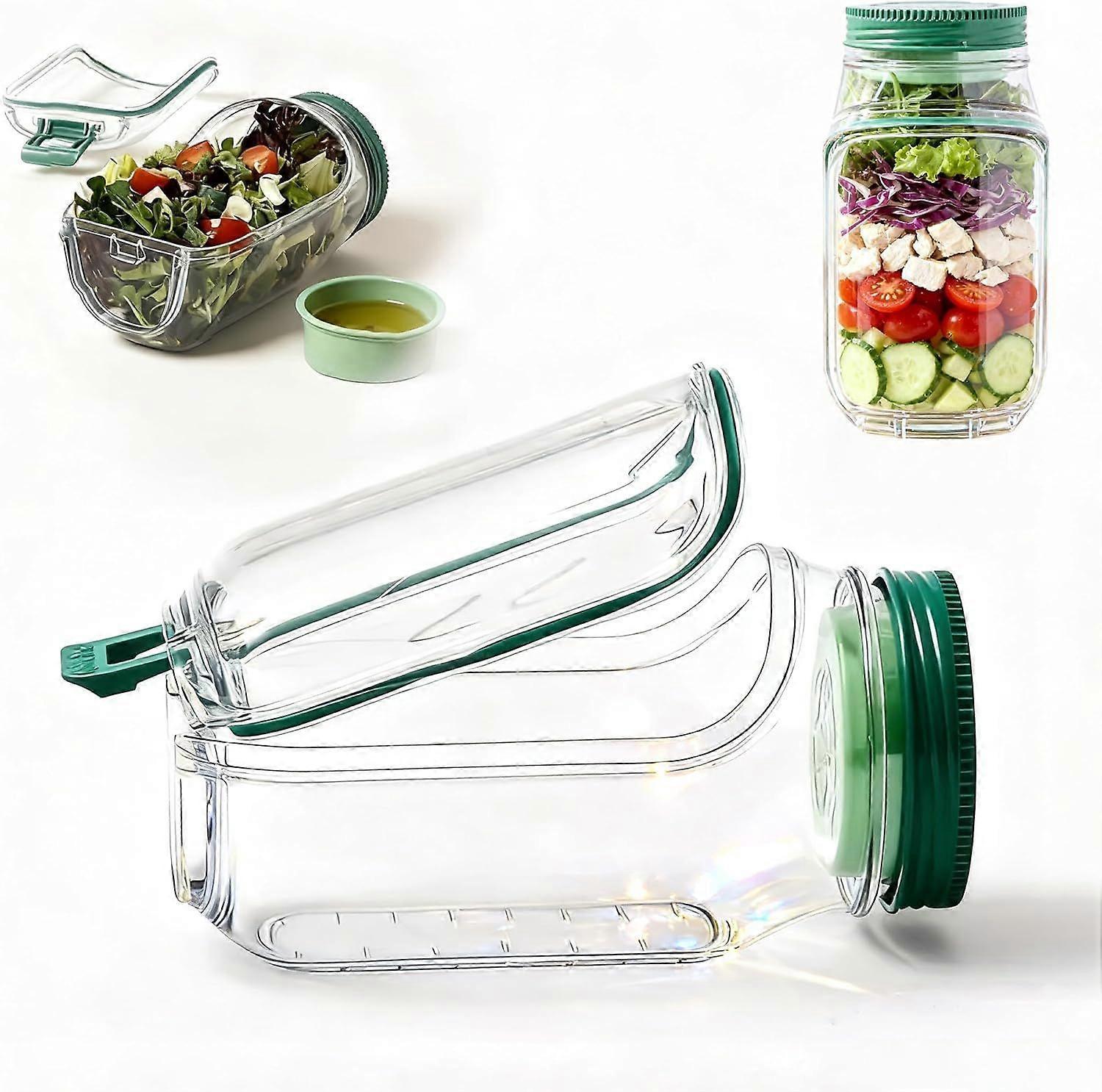 1pc Salad Pod Mason Jar Side Open Portable Salad Container with Lid for Travel V1263-JX-309
