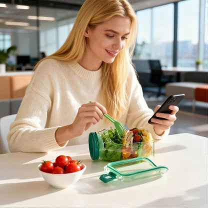 1pc Salad Pod Mason Jar Side Open Portable Salad Container with Lid for Travel V1263-JX-309