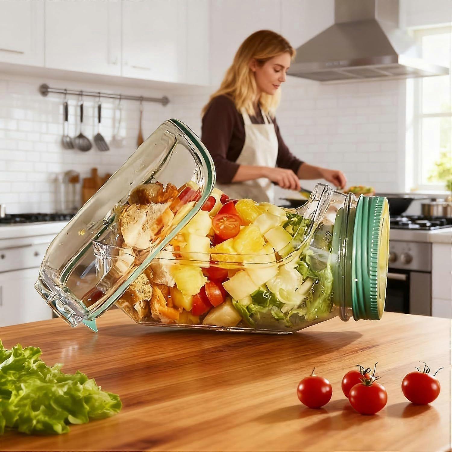 1pc Salad Pod Mason Jar Side Open Portable Salad Container with Lid for Travel V1263-JX-309