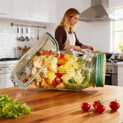 1pc Salad Pod Mason Jar Side Open Portable Salad Container with Lid for Travel V1263-JX-309