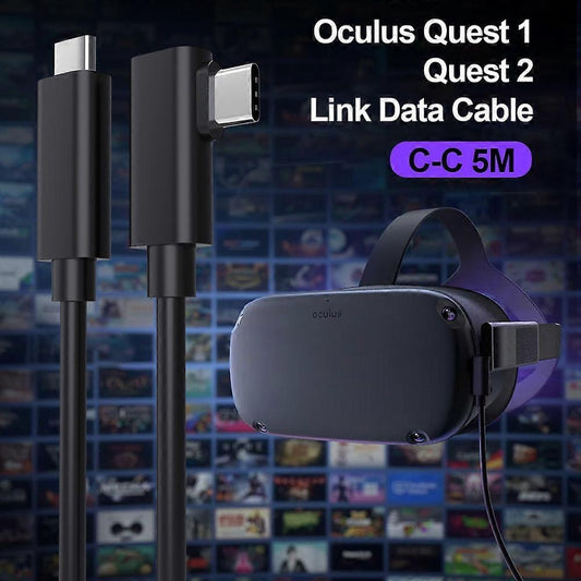 Type A VR Headset Cable for VR Quest 2 5m 90 Degree Right Angle USB 3.2 Gen1 Type-C Cable Support V1263-JX-3090