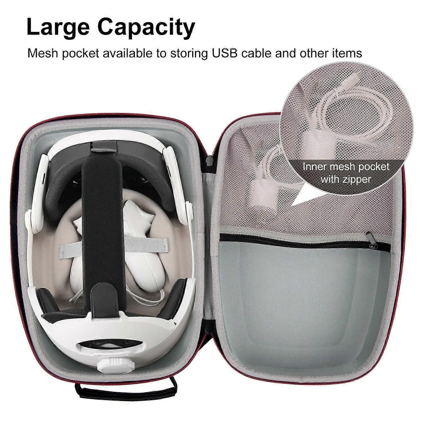 For Meta Quest 3 VR Headset Travel Hard Case EVA Storage Box+Eye Patch V1263-JX-3091