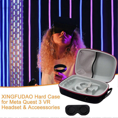 For Meta Quest 3 VR Headset Travel Hard Case EVA Storage Box+Eye Patch V1263-JX-3091