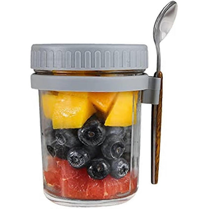 Salad Jars with Spoon Breakfast On The Go Oats Cups Large Airtight Storage Jars V1263-JX-310