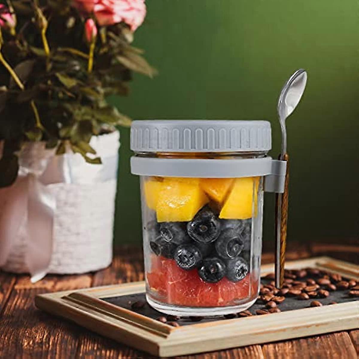 Salad Jars with Spoon Breakfast On The Go Oats Cups Large Airtight Storage Jars V1263-JX-310