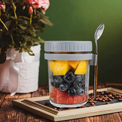 Salad Jars with Spoon Breakfast On The Go Oats Cups Large Airtight Storage Jars V1263-JX-310