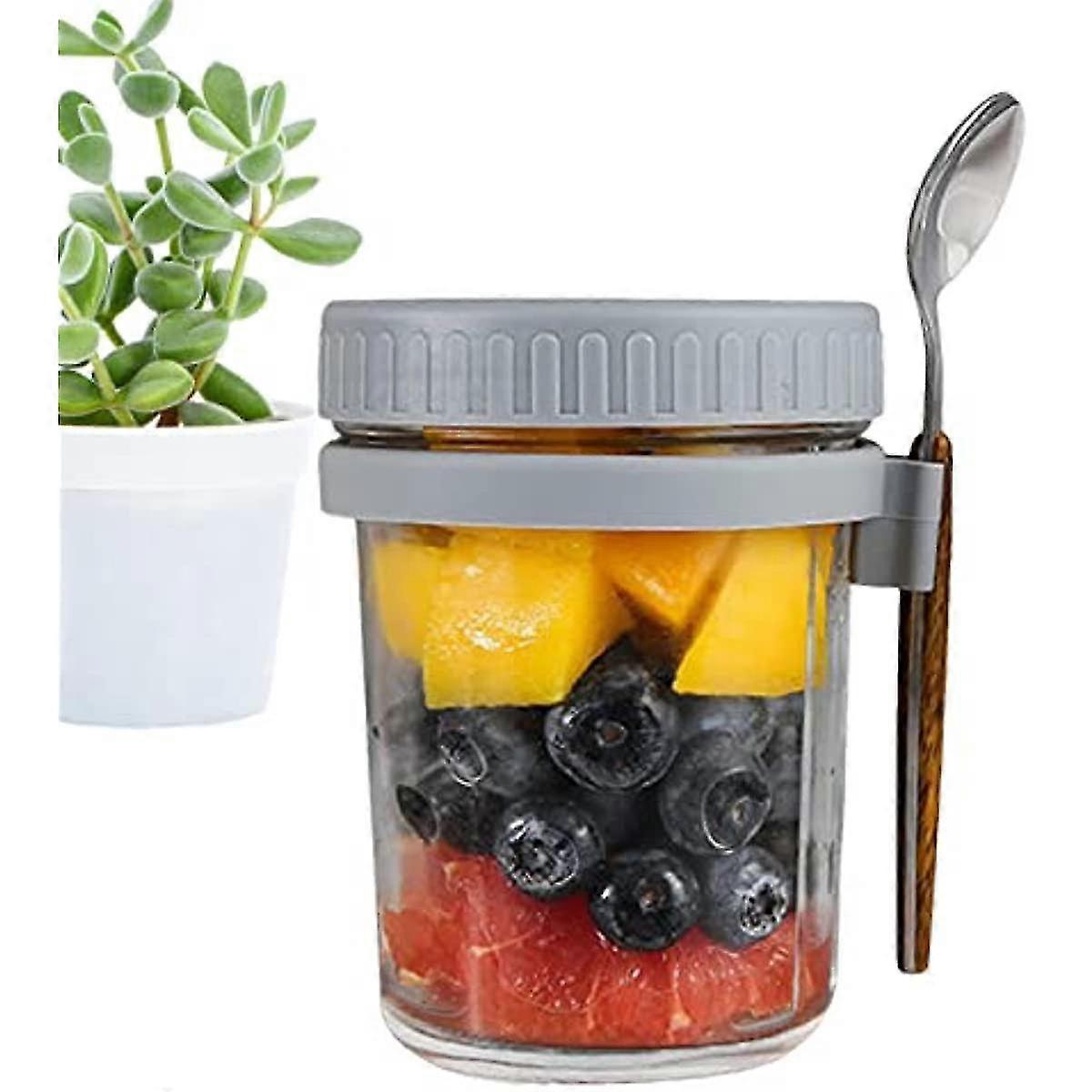 Salad Jars with Spoon Breakfast On The Go Oats Cups Large Airtight Storage Jars V1263-JX-310