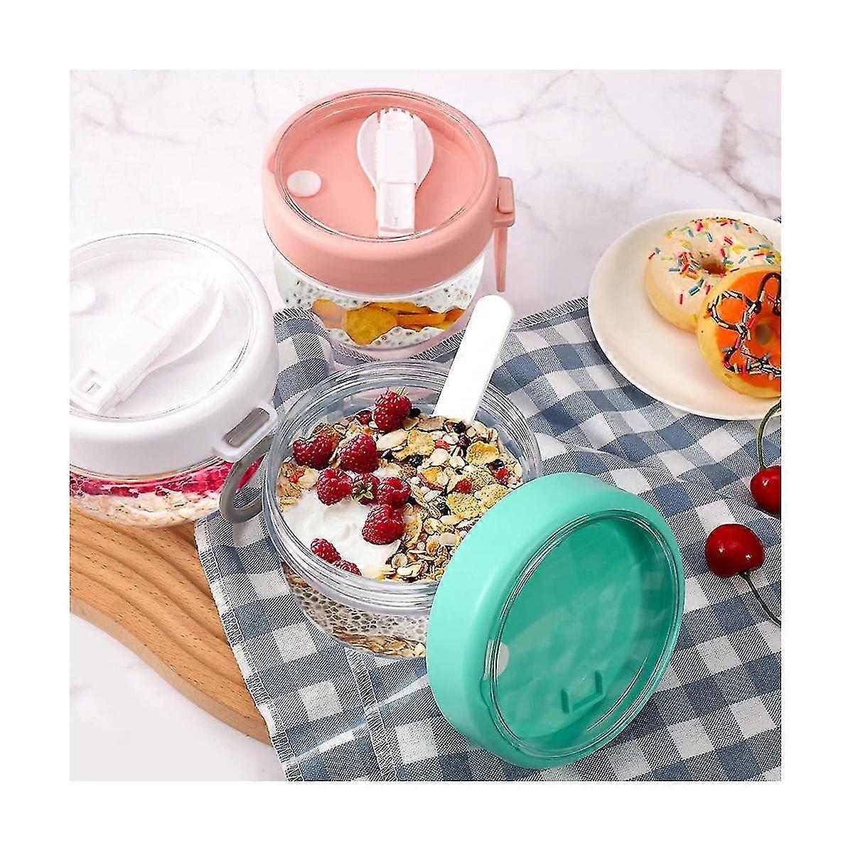 6pcs 20oz Overnight Oats Containers with Lids & Spoons Leakproof Yogurt Salad Jars V1263-JX-311