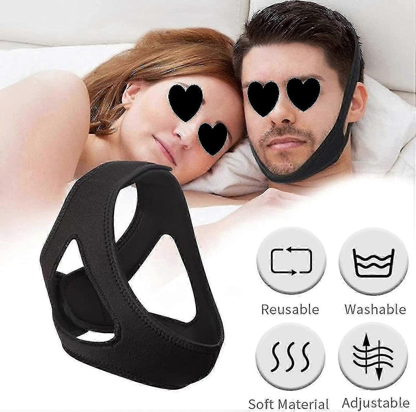 Anti Snoring Chin Strap, Upgrade Stop Snore Chin Strap, Snoring Solution Snore Stopper, Professional V1263-JX-3114