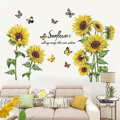 2 Pcs Wall Stickers The Sunflower Wall Stickers Mural Decals For Bedroom Living Room Wall V1263-JX-3115