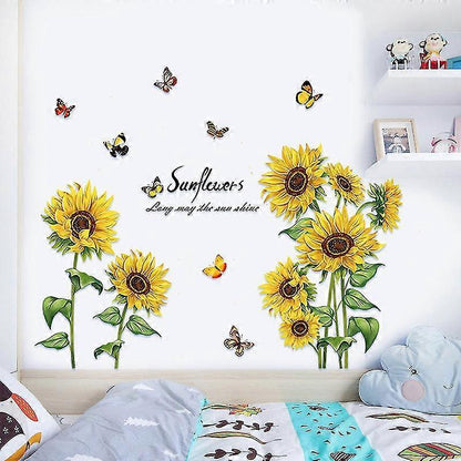 2 Pcs Wall Stickers The Sunflower Wall Stickers Mural Decals For Bedroom Living Room Wall V1263-JX-3115