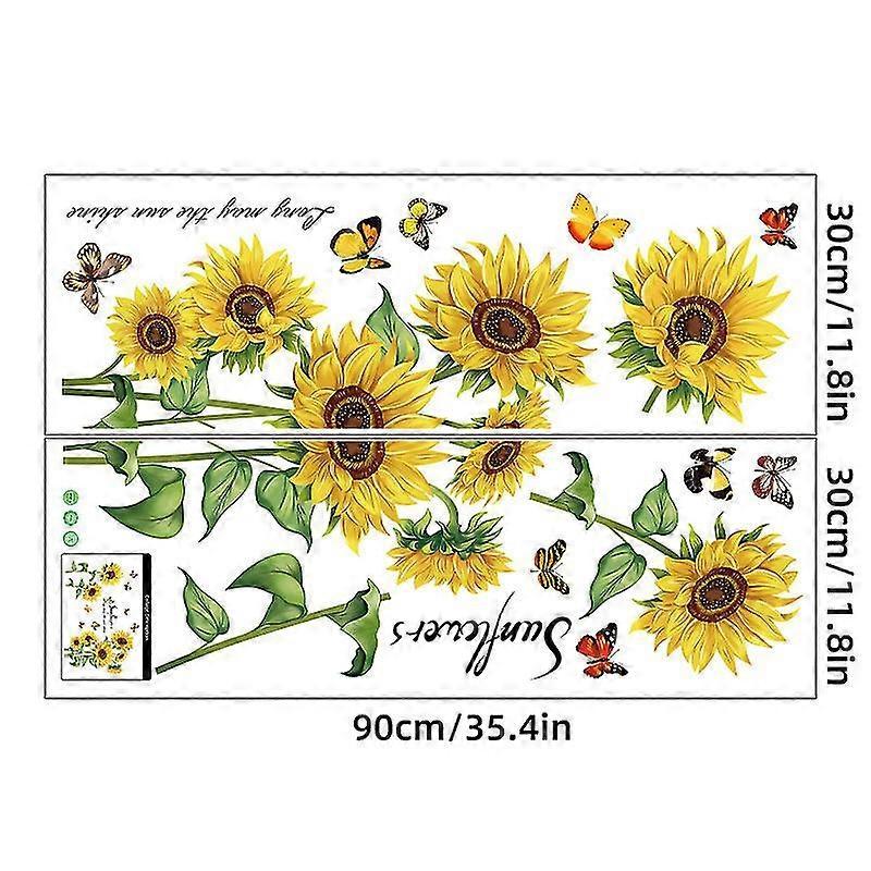 2 Pcs Wall Stickers The Sunflower Wall Stickers Mural Decals For Bedroom Living Room Wall V1263-JX-3115