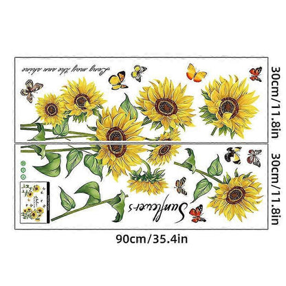 2 Pcs Wall Stickers The Sunflower Wall Stickers Mural Decals For Bedroom Living Room Wall V1263-JX-3115