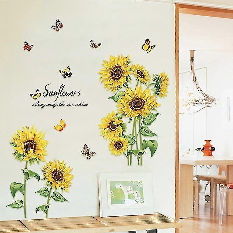 2 Pcs Wall Stickers The Sunflower Wall Stickers Mural Decals For Bedroom Living Room Wall V1263-JX-3115
