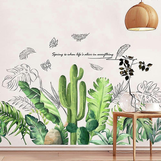 2 Pcs Wall Stickers Green Foliage Wall Stickers Mural Decals For Bedroom Living Room Wall V1263-JX-3117