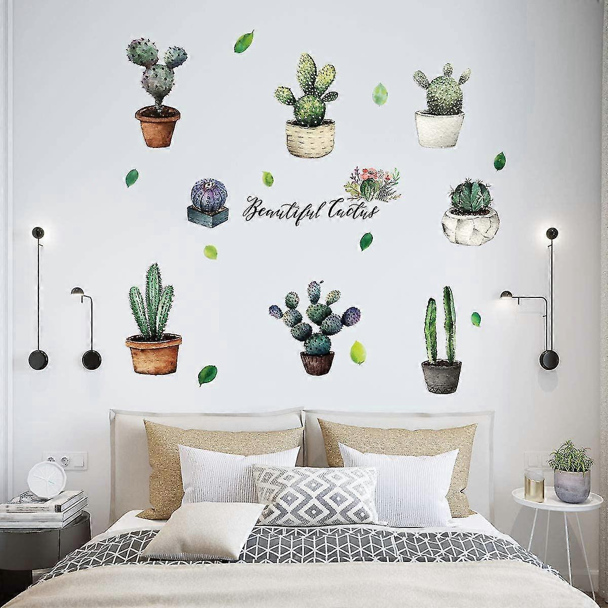 Cactus Potted Wall Stickers Personality Bedroom Dining Kitchen Wardrobe Decorative Wall Stickers(30x60cm) V1263-JX-3118