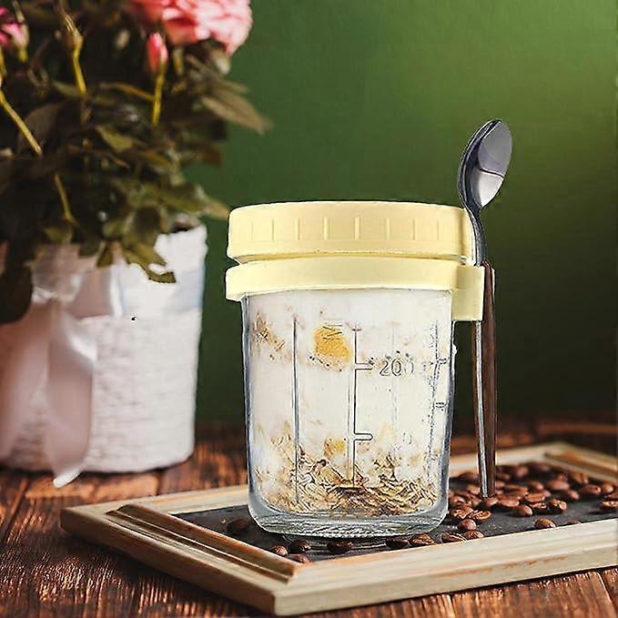 Oats Jars with Lids & Spoon Breakfast On The Go Cups Airtight Large Storage Jars V1263-JX-312