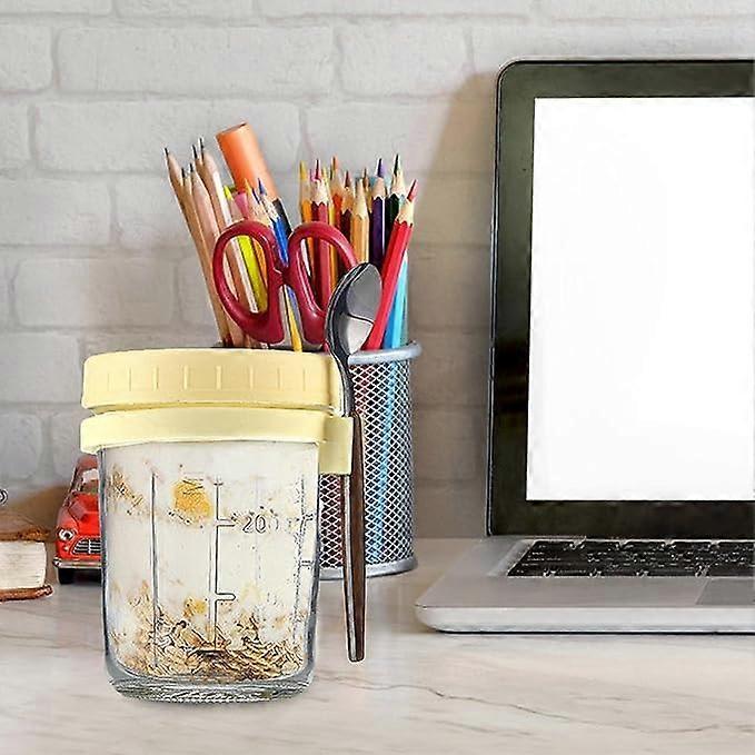 Oats Jars with Lids & Spoon Breakfast On The Go Cups Airtight Large Storage Jars V1263-JX-312