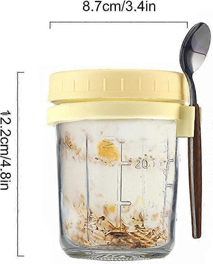 Oats Jars with Lids & Spoon Breakfast On The Go Cups Airtight Large Storage Jars V1263-JX-312