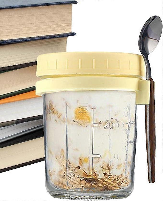 Oats Jars with Lids & Spoon Breakfast On The Go Cups Airtight Large Storage Jars V1263-JX-312