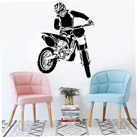 Motorbike Wall Stickers Self Adhesive Pvc Dirt Bike Wall Decal Bedroom Decor Black 58x68cm Dirt Bike Wall V1263-JX-3121