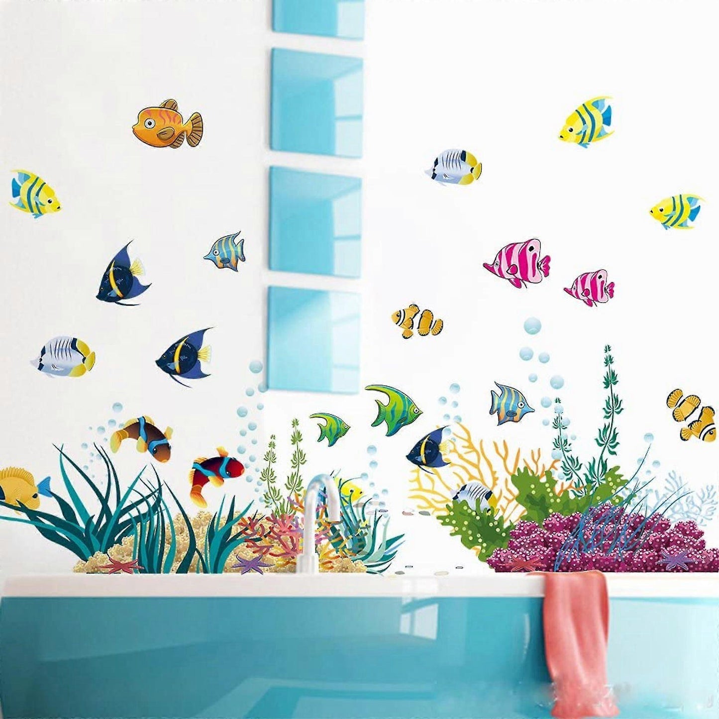 Colorful Wall Stickers I Murals: 130 X 42cm I Wall Tattoo Bathroom Tile Sticker V1263-JX-3123