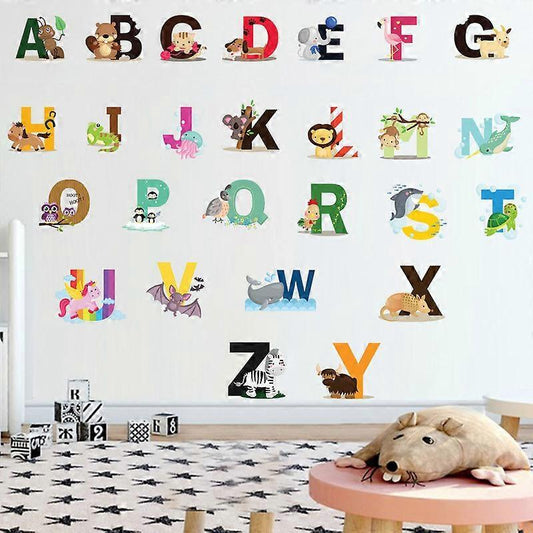 26 English letter stickers English words Cartoon animal wall stickers babies room stickers V1263-JX-3124