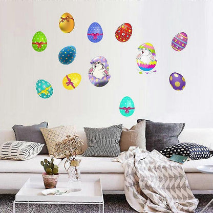 Easter Window Sticker Rabbit Bunny Eggs Wall Stickers Window Decal Diy Wallpaper V1263-JX-3128