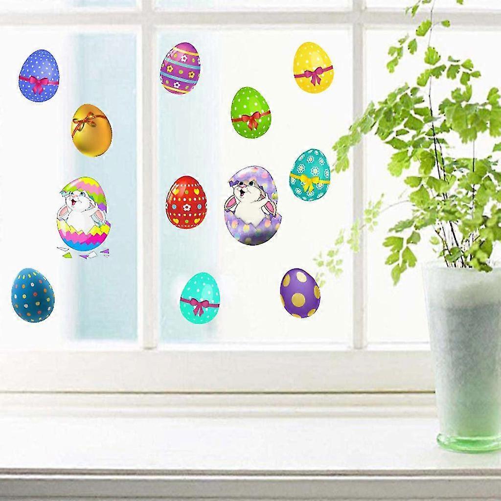 Easter Window Sticker Rabbit Bunny Eggs Wall Stickers Window Decal Diy Wallpaper V1263-JX-3128