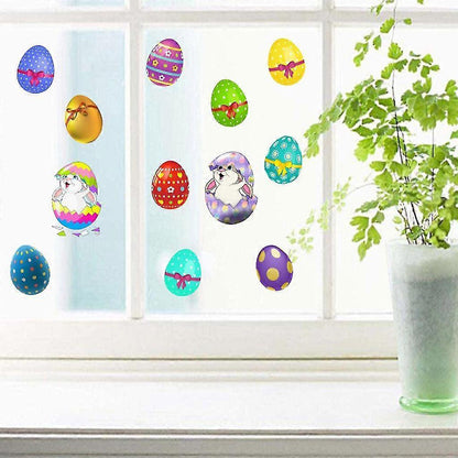 Easter Window Sticker Rabbit Bunny Eggs Wall Stickers Window Decal Diy Wallpaper V1263-JX-3128