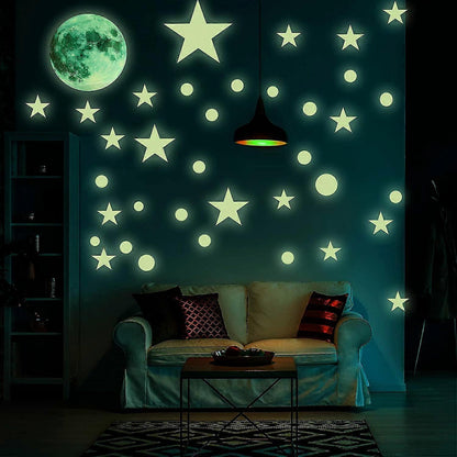 842pcs Wall Stickers Self-adhesive Luminous Stars, Stars And Moon Wall Stickers V1263-JX-3140