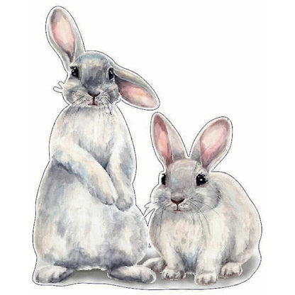 30*40cm Typography Wall Sticker Two Cute Rabbits babies Room V1263-JX-3143