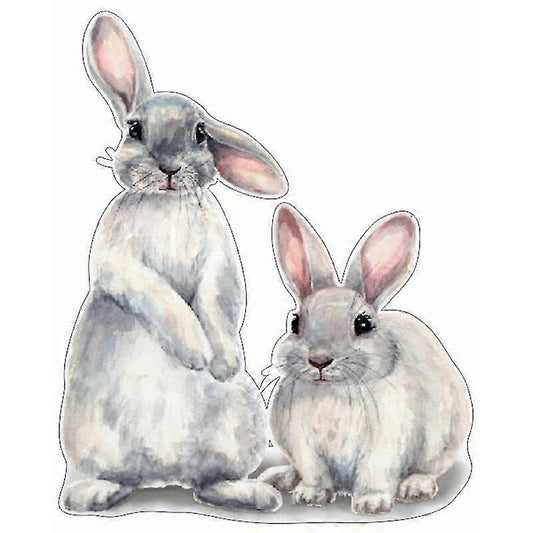 30*40cm Typography Wall Sticker Two Cute Rabbits babies Room V1263-JX-3143
