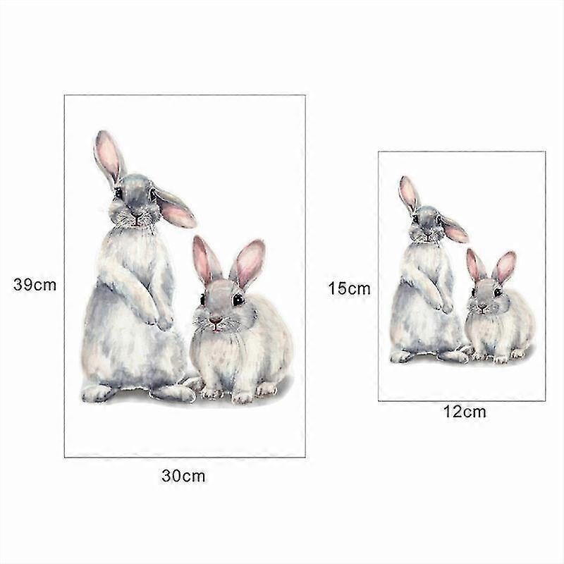 30*40cm Typography Wall Sticker Two Cute Rabbits babies Room V1263-JX-3143