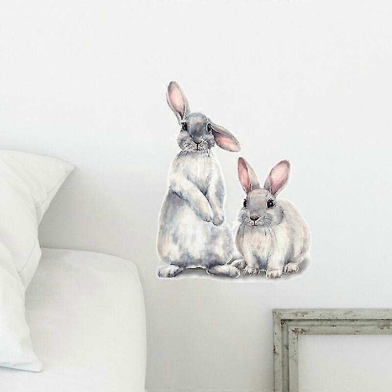 30*40cm Typography Wall Sticker Two Cute Rabbits babies Room V1263-JX-3143