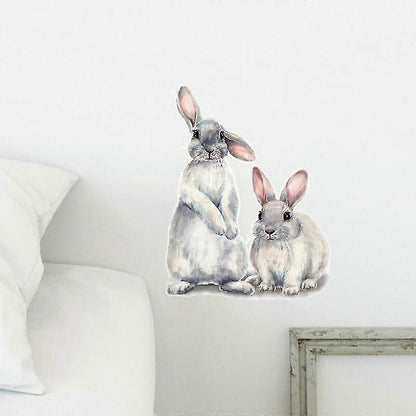 30*40cm Typography Wall Sticker Two Cute Rabbits babies Room V1263-JX-3143