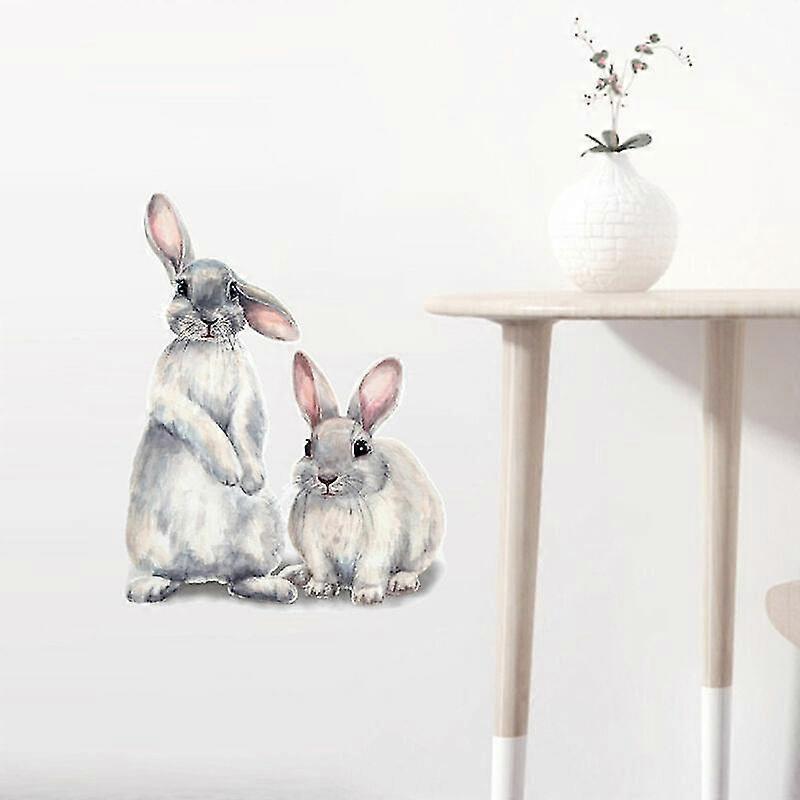30*40cm Typography Wall Sticker Two Cute Rabbits babies Room V1263-JX-3143