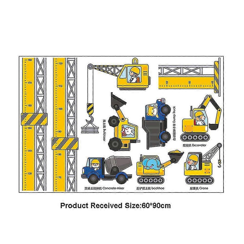 babies Growth Height Chart Removable Bedroom Wall Stickers Decals Construction Vehicles V1263-JX-3146